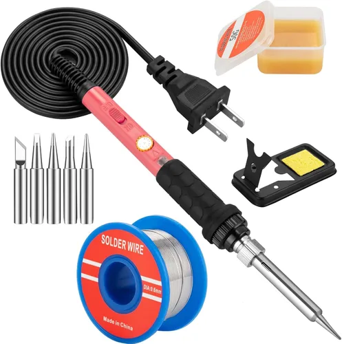 Miniatura 15 de Kit de soldador mejorado, 60 W, con temperatura ajustable, herramienta soldadora con interruptor de encendido/apagado, para reparaciones eléctricas