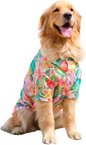 HDKUW Disfraz hawaiano para perro grande, camisetas geniales para perros, ropa de verano, camisa hawaiana para perros grandes, diseño para verano,