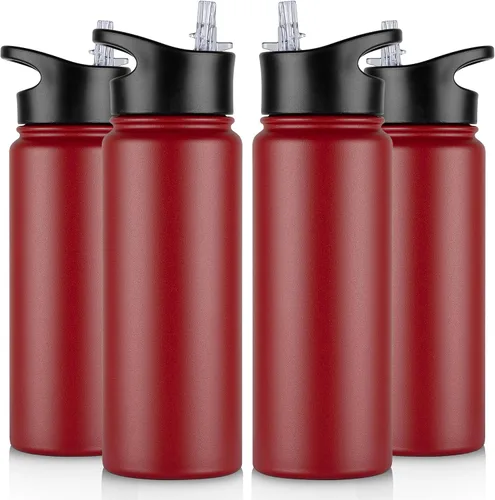 Miniatura 84 de Botella de agua aislada de 64 onzas con tapas de pajita y boquilla, jarra de agua de acero inoxidable de medio galón con mango de paracord, vacío