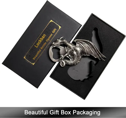 Miniatura 3 de Abrebotellas de dragón, estilo gótico, dragón, de metal, cerveza, barman, abrebotellas, para hombres, regalo, bar, fiesta, juego (plata antigua)