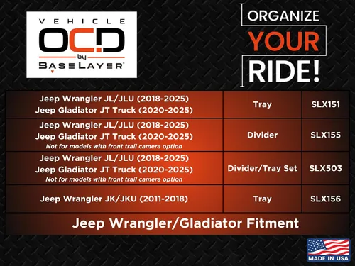 Miniatura 8 de Vehicle OCD - Divisor de consola central y organizador de bandejas para Jeep Wrangler JL/JLU (2018-2020) (2021-2022 See Fitment) Gladiator JT Truck