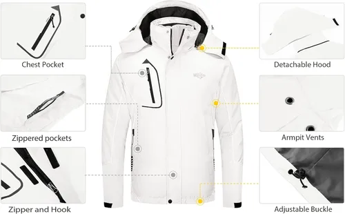 Miniatura 6 de Wantdo - Chamarra impermeable de esquí 3 en 1 para hombre abrigo acolchonado para nieve