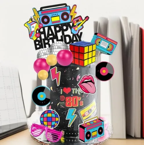 Decoración retro para tartas de los años 80 y 90, decoración de bola de discoteca de hip hop, decoración de fiesta de cumpleaños