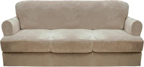 Miniatura 15 de CUCRAF Funda para sofá con cojines de 3 piezas, fundas deslizantes de terciopelo suave y grueso para sofá de la sala de estar, protector de muebles