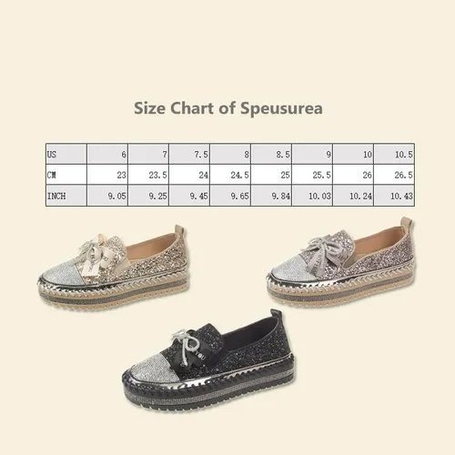 Miniatura 7 de Zapatos deportivos de moda con purpurina para mujer, zapatos para caminar con plataforma con diamantes de imitación, lindos mocasines brillantes