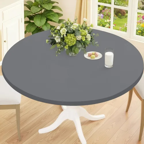 Miniatura 18 de Smiry Mantel Redondo de Spandex, Manteles Elásticos Ajustados Lavables para Mesas de 18"-24", Cubierta de Mesa de Pícnic Elástica Impermeable