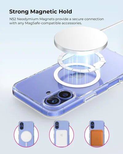 Miniatura 3 de Crystal Fit - Funda magnética transparente para iPhone 16, compatible con MagSafe, antiamarilleo, funda protectora delgada (para iPhone 16)