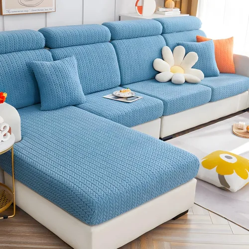 Miniatura 13 de Fundas elásticas para sofá modular en forma de L, con textura de oreja de trigo, fundas para sofá reclinable, protector de muebles antideslizante