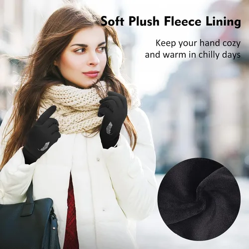 Miniatura 6 de Guantes deportivos de invierno cálidos para correr, para clima frío, guantes térmicos para pantalla táctil, guantes antideslizantes de forro polar