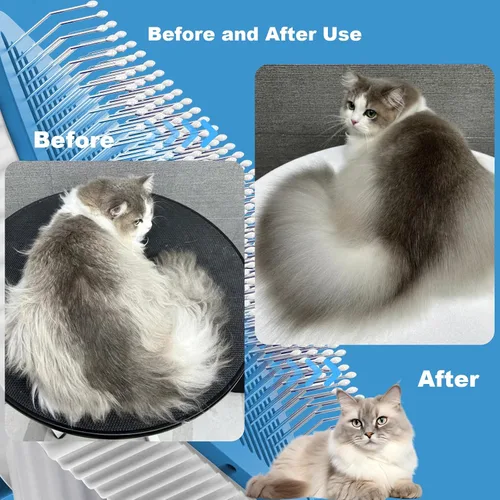 Miniatura 6 de Cepillo para gatos, cepillo de gato para gatos de pelo largo o corto, quita el pelo suelto y las alfombrillas, los pasadores redondeados reducen