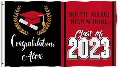 Miniatura 2 de Bandera de graduación de 3 x 5 pies para exteriores, letrero de graduación 2024 personalizado, bandera de felicitaciones para la clase de 2024