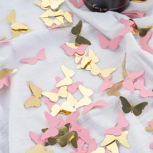 Miniatura 2 de 300 piezas de oro rosa mariposa confeti mariposa baby shower decoración primavera boda despedida de soltera cumpleaños decoración de mesa