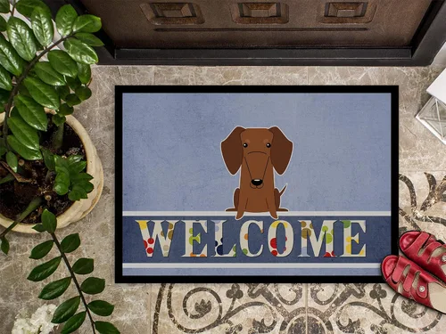 Miniatura 3 de Caroline's Treasures BB5711MAT - Felpudo de bienvenida de 18 x 27 pulgadas, diseño de perro salchicha, para interiores y exteriores, antideslizante