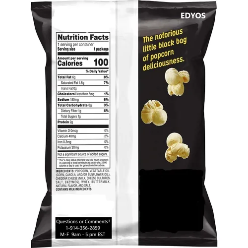 Miniatura 2 de EDYOS - Palomitas de maíz cheddar blanco, bolsas de 5/8 onzas, paquete de 10