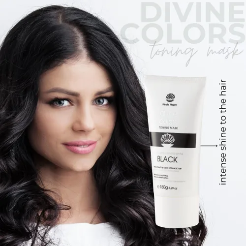 Miniatura 4 de Pérola Negra Divine Colors - Máscara tonificante negra, ilumina el color del cabello negro, revitalizante, nutritiva y antioxidante, acción 5.29 oz