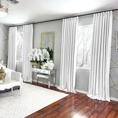 Miniatura 2 de HOMERILLA Cortinas Plisadas de 96 Pulgadas de Largo, Cortinas Opacas de Lino con Forro Opaco, Panel de Cortina para Sala de Estar, Cortinas Plisadas