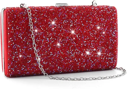 Miniatura 10 de ELABEST Bolso de mano de noche con purpurina de doble cara con diamantes, bolso cruzado, bolsa de fiesta de boda para mujer