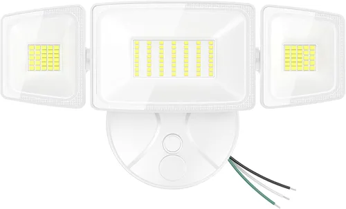 Onforu Luces de inundación de 75 W para exteriores, luces de seguridad de 7000 lm de brillo, controladas por interruptor, con 3 cabezales