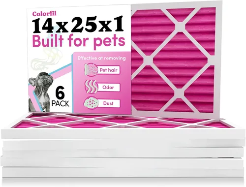 Miniatura 34 de Colorfil Filtro de aire de 14 x 20 x 1 (paquete de 4) Fabricado en los Estados Unidos Cambio de color Elimina el olor de gatos y perros MERV
