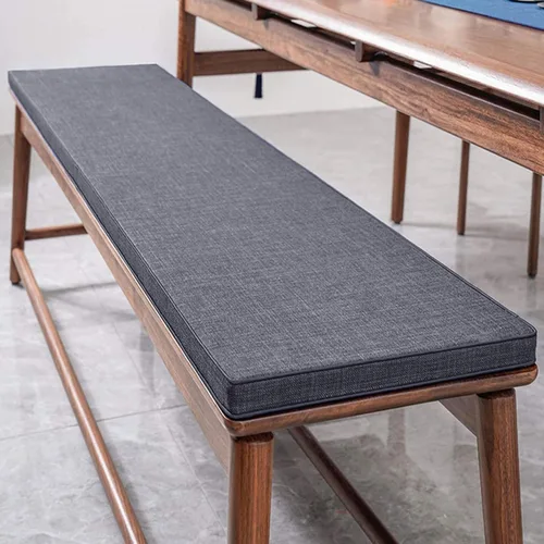 Cojín personalizable para banco, de espuma de alta densidad con memoria, de lino lavable, antideslizante para zapatero, ventana, piano, comedor Gris