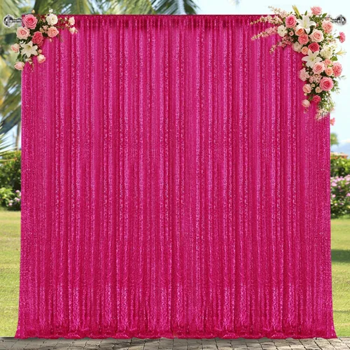 Miniatura 55 de 2 paneles de cortinas de fondo de lentejuelas verdes de 8 pies, cortinas de fondo de fotografía con purpurina para decoración de Navidad, boda