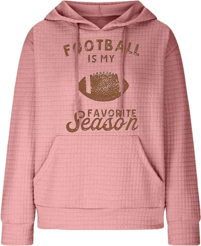 Miniatura 7 de Shiyingl Letter Print Football Season Graphic for Women Breathable Loose Fit Xmas Pullover Casual Long Sleeve Tops Hoodies