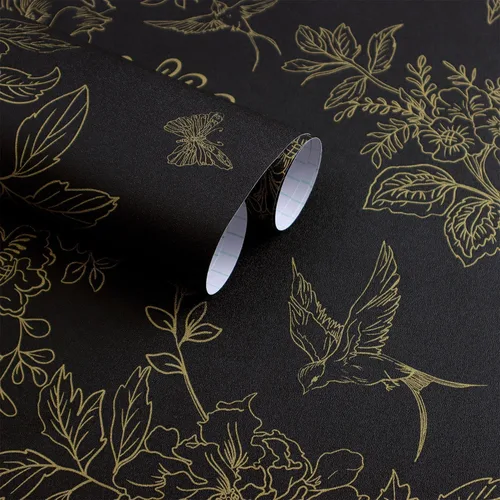 Miniatura 16 de Froluya Papel tapiz floral azul oscuro para despegar y pegar, papel de contacto floral vintage de 16.9 x 118.1 pulgadas, papel tapiz de pájaro