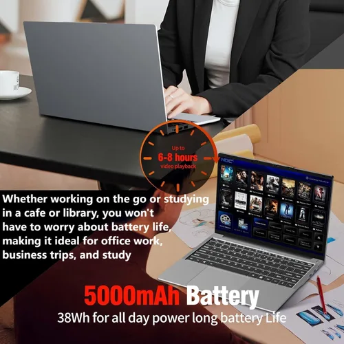 Miniatura 5 de KUMNOSAL Laptop 2026, portátil de 15.3 pulgadas con i5-8210Y (hasta 3.6 GHz), 24 GB de RAM 512 GB SSD, FHD IPS 1200p, portátil abierto de 180°, WiFi