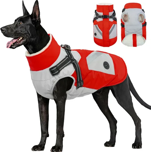 Miniatura 22 de FUAMEY Chaquetas de invierno para perros pequeños, abrigo para perros con arnés incorporado, trajes de nieve impermeables para perros, chaqueta