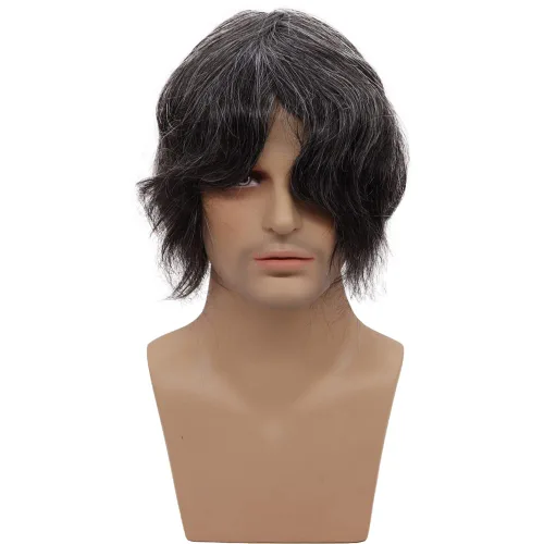 Miniatura 4 de Toupee para hombre, unidad de tejido de cabello humano virgen europeo, sistema de repuesto de poliuretano de encaje único, postizo para hombres