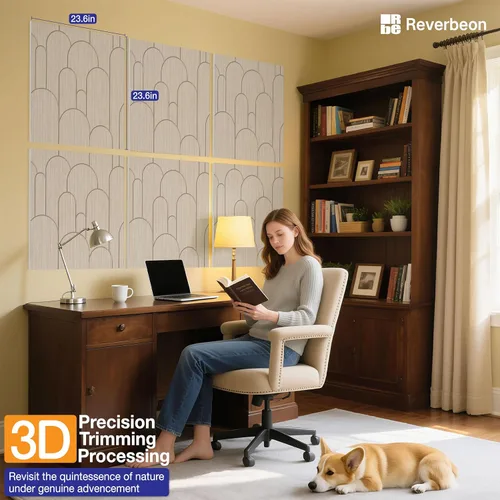 Miniatura 6 de 6 piezas de paneles acústicos, paneles de pared acústicos decorativos de 23.6x23.6 pulgadas que absorben el sonido para grabación y estudio en casa