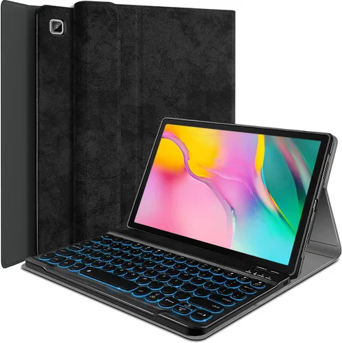 Funda con teclado retroiluminado para Samsung Galaxy Tab A de 10.1 pulgadas 2019, Wineecy 7 colores retroiluminación magnética desmontable teclado