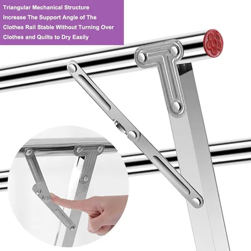 Miniatura 3 de Estante de secado de ropa plegable de acero inoxidable resistente, ajustable hasta 79 pulgadas, capacidad de 300 libras, ahorro de espacio