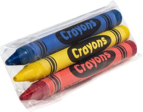 AmerCare Royal - Crayones no tóxicos para niños, paquete de 3 unidades, envueltos individualmente en violonchelo, colores surtidos para restaurantes