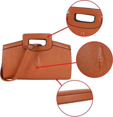 Miniatura 6 de ZLMBAGUS - Bolso de mano para mujer, diseño vintage con solapa y asa, de piel sintética, para llevar al hombro