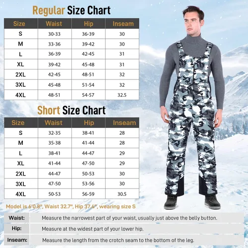 Miniatura 3 de Sportneer Pantalones de nieve para hombre, overoles aislados para la nieve que te mantienen caliente y seco para snowboard y esquí
