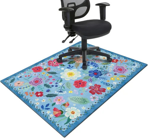 Miniatura 21 de Tapete para silla de oficina para suelo de madera dura y azulejos, tapete bohemio floral de 36"x48" para silla de computadora de oficina para sillas