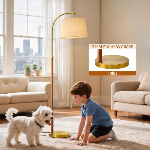 Miniatura 5 de G-SAFAVA Lámparas de pie de madera real para sala de estar, dormitorio, 62.5 pulgadas, lámpara moderna de mediados de siglo, lámparas de arco alto