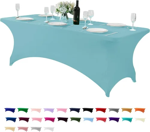 Miniatura 136 de Mantel de elastano para mesas de 4, 6 u 8 pies, mantel elástico universal ajustable para fiestas, banquetes, bodas y eventos - Verde manzana