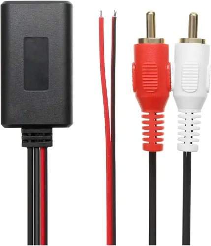 AUCELI Adaptador de cable Bluetooth inalámbrico universal para automóvil, 2 RCA Aux Audio, conector de radio, entrada de carbohidratos, reproducción