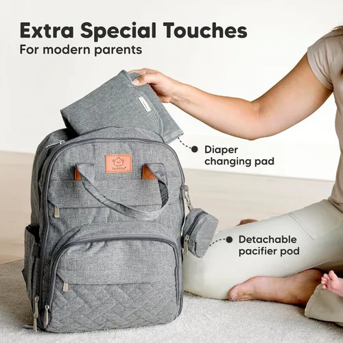 Miniatura 8 de KeaBabies Mochila para pañales - Gran mochila para pañales con cambiador, para bebé niño, niña, mochila de viaje para mamá y papá, impermeable, Gris