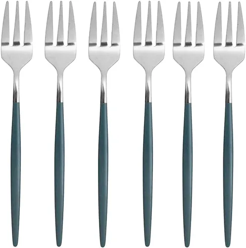 Miniatura 11 de Juego de 6 espátulas de pastel de pizza para tartas, espátulas de acero inoxidable 18/10, tenedores para tartas, mini tenedores para frutas