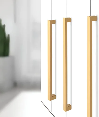 Miniatura 6 de Tiradores para gabinete dorados, manijas cuadradas para cajones, paquete de 2, manijas de acero inoxidable para cocina de 13-4/5 pulgadas, herrajes