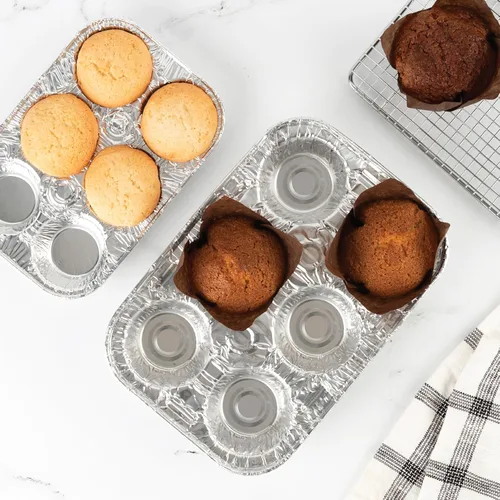 Miniatura 5 de PLASTICPRO Moldes de papel de aluminio para muffins reutilizables y desechables, molde de papel de aluminio para muffins y tartas