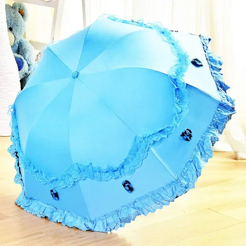 Miniatura 26 de Honeystore Paraguas plegable a prueba de rayos ultravioleta Princess Lace Parasol con cúpula anti-UV