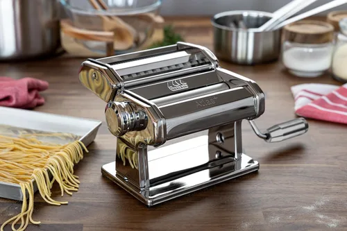 Miniatura 2 de Marcato Made in Italy Atlas+Pasta Machine, Chrome. Chrome Plated Steel & Aluminum Rollers, Double Cutter for Lasagna, Fettuccine & Spaghetti