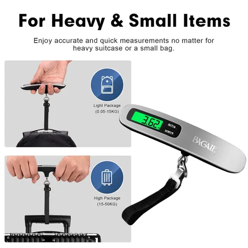 Miniatura 4 de BAGAIL Báscula digital de equipaje báscula de equipaje colgante con pantalla LCD retroiluminada báscula de peso de viaje báscula de peso portátil