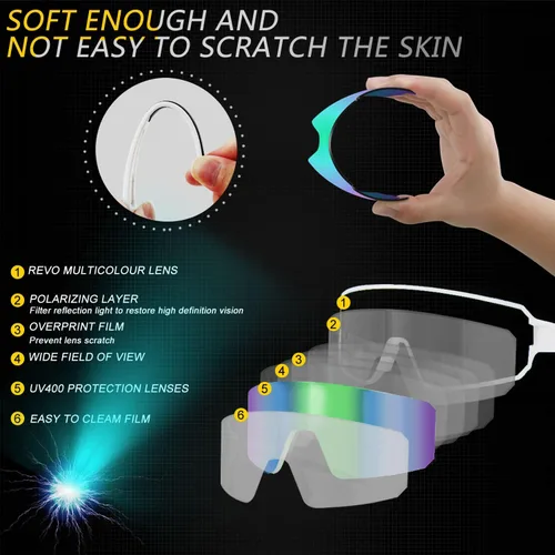 Miniatura 3 de SPOSUNE Gafas de sol polarizadas de ciclismo para hombres y mujeres, UV400, gafas deportivas para bicicleta, béisbol, correr, MTB C22