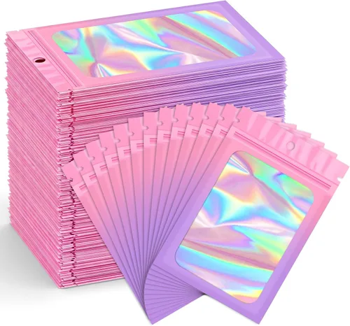 Miniatura 23 de Funfery Paquete de 300 bolsas resellables para almacenamiento de alimentos, bolsas transparentes de Mylar, bolsa de embalaje, comestibles, bolsa a