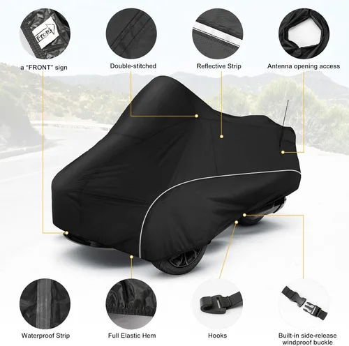 Miniatura 2 de Funda completa para Spyder F3 compatible con Can-Am Spyder F3T Tour y Limited 300D Oxford Protector de tela contra el polvo, la nieve, la lluvia